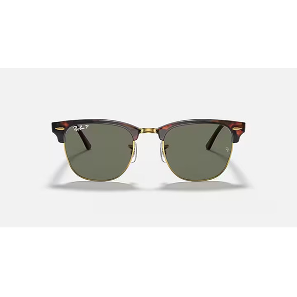 Ray Ban RB 3016 Clubmaster Classic Polished Tortoise On Gold Square Sunglasses